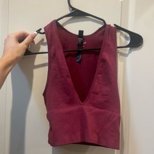 Out From Under Hailey Seamless Plunge Bra Top in Burgundy